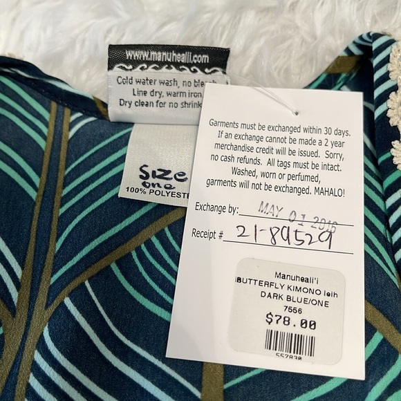 NWT Manuhealii Butterfly Kimono Lei
Hulu Dark Blue OS - Picture 6 of 6